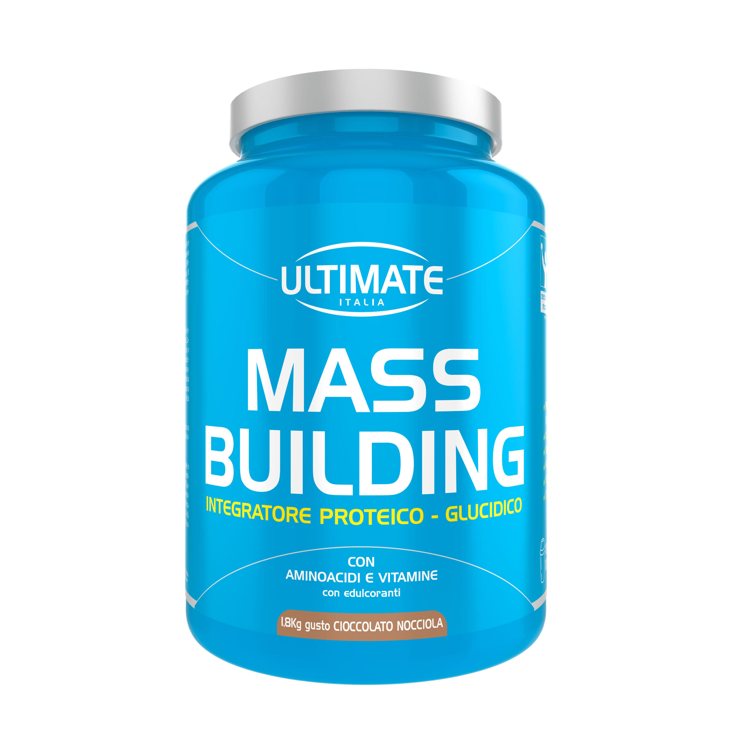 ULTIMATE ITALIA Integratore alimentare - MASS BUILDING CIOCCOLATO NOCCIOLA - 1,8 Kg