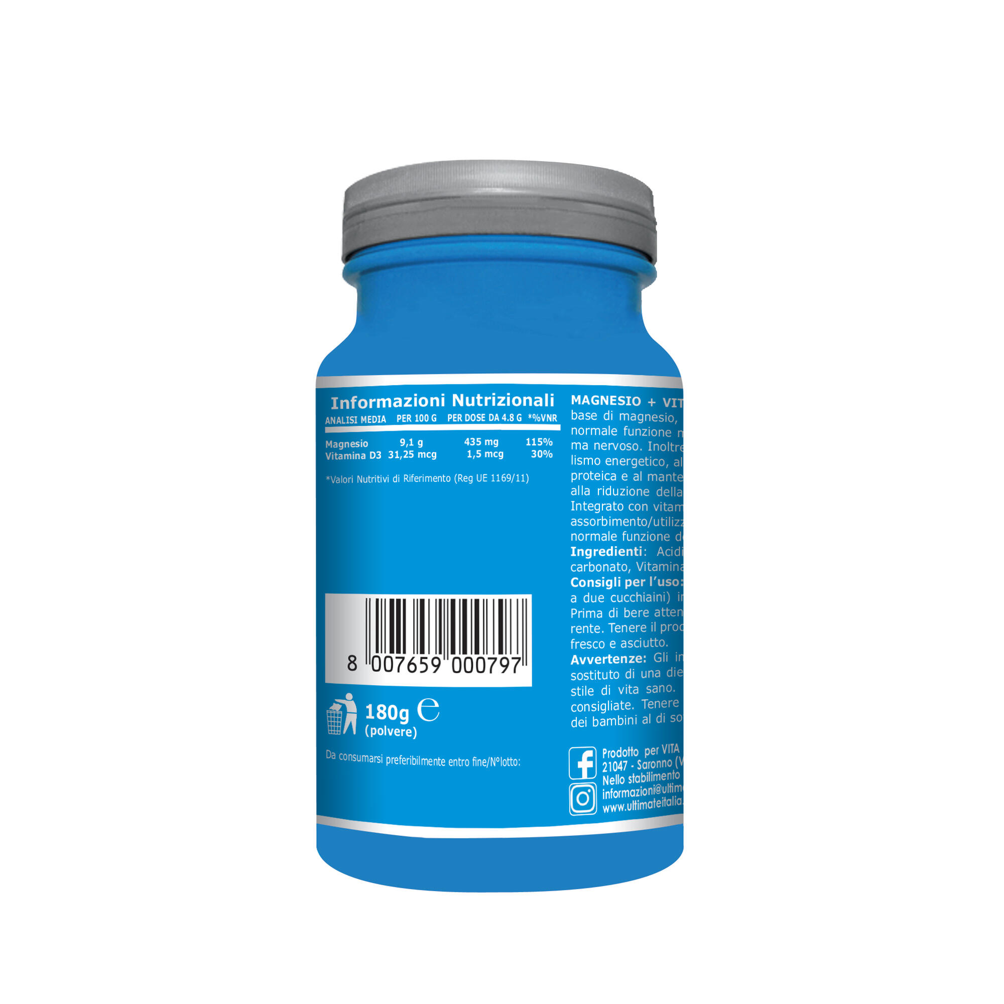 Integratore alimentare - MAGNESIO + VIT. D - 180g 3/5