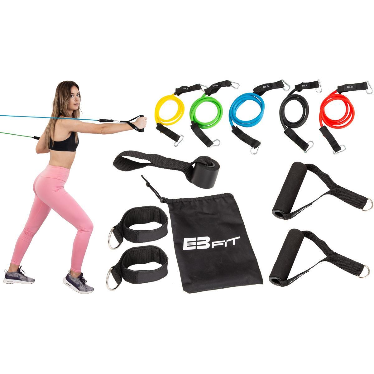 Набор трубчатых эспандеров Eb Fit: пять жгутов от 4,5 до 22,5 кг