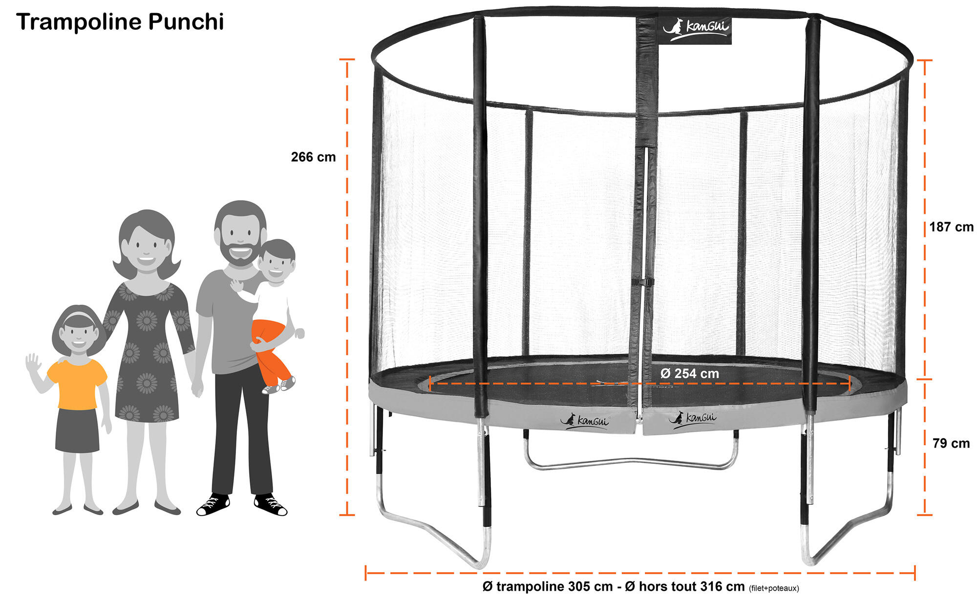 Trampoline Ø 300 cm + 2 accessoires - PUNCHI 300 - Garantie 5ans 4/5