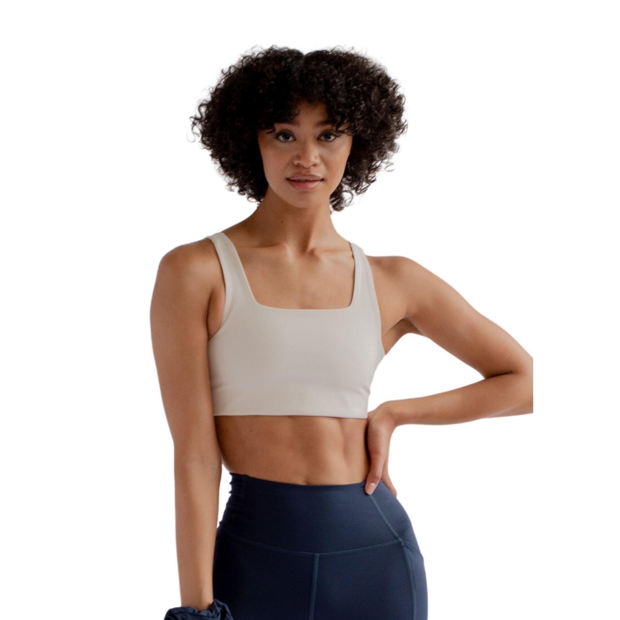 Womens/Ladies Tommy Cropped Square Neck Bra (Ivory) 3/3