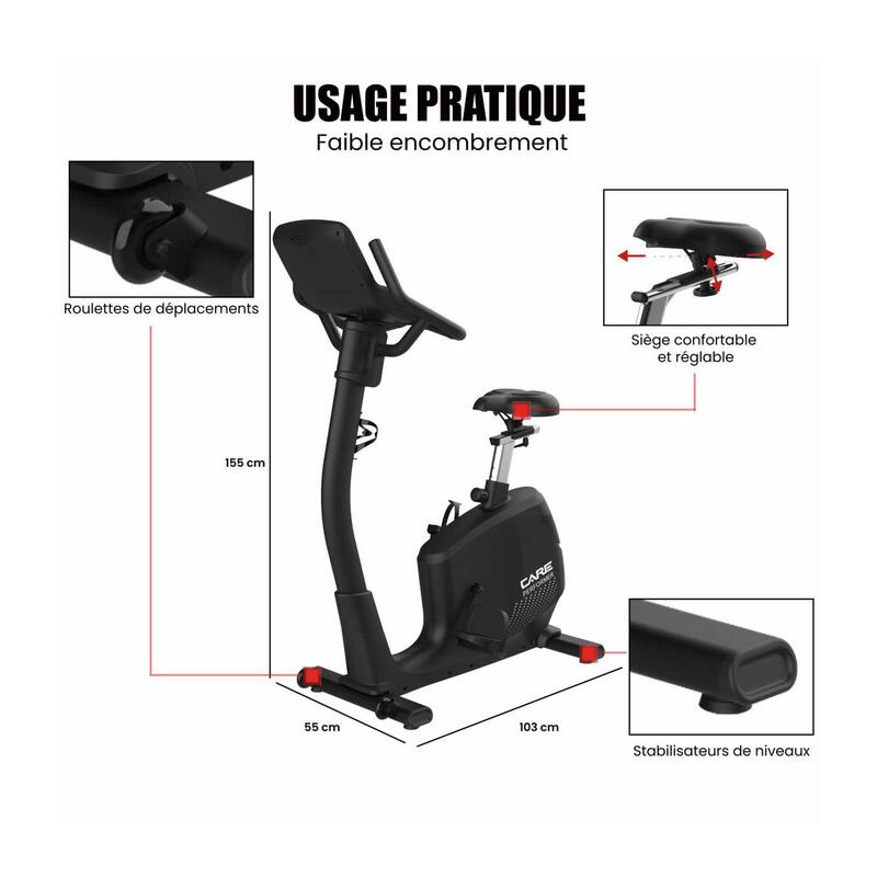 Vélo auto-alimenté - PERFORMER LED - CARE - Ergomètre connecté