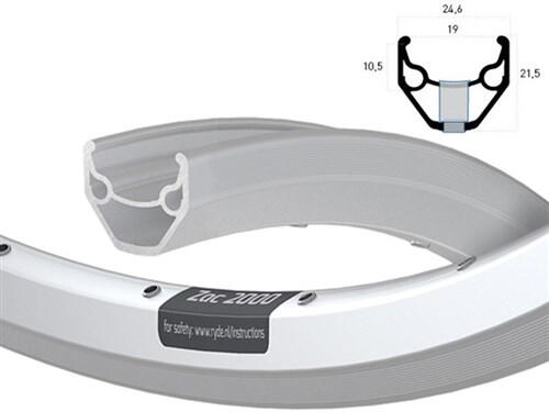 RYDE Ryde 26 Inch Velg ZAC2000 in Zilver met Dubbele Bus 36
