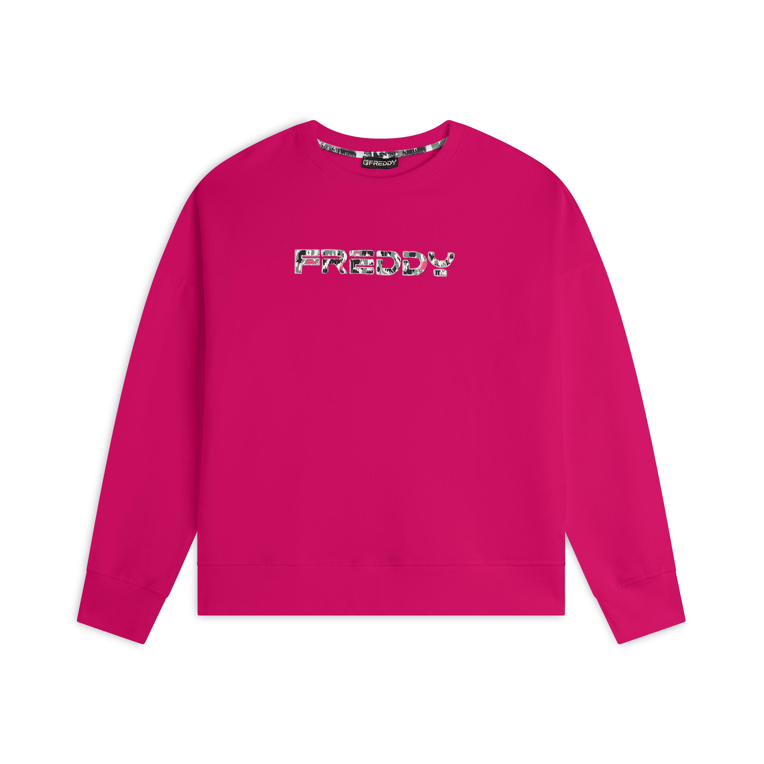 FREDDY Felpa donna con cappuccio comfort fit con logo maculato