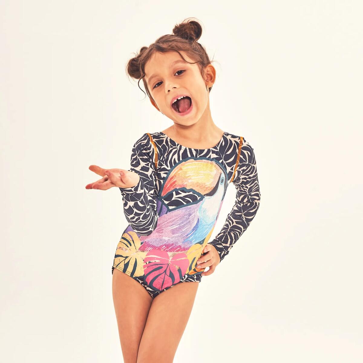 Uv Line - Maillot De Bain Une Pièce Fille Uv Line - Maillot Manches Longues - Multicolore - 3 À 4 Ans - Decathlon
