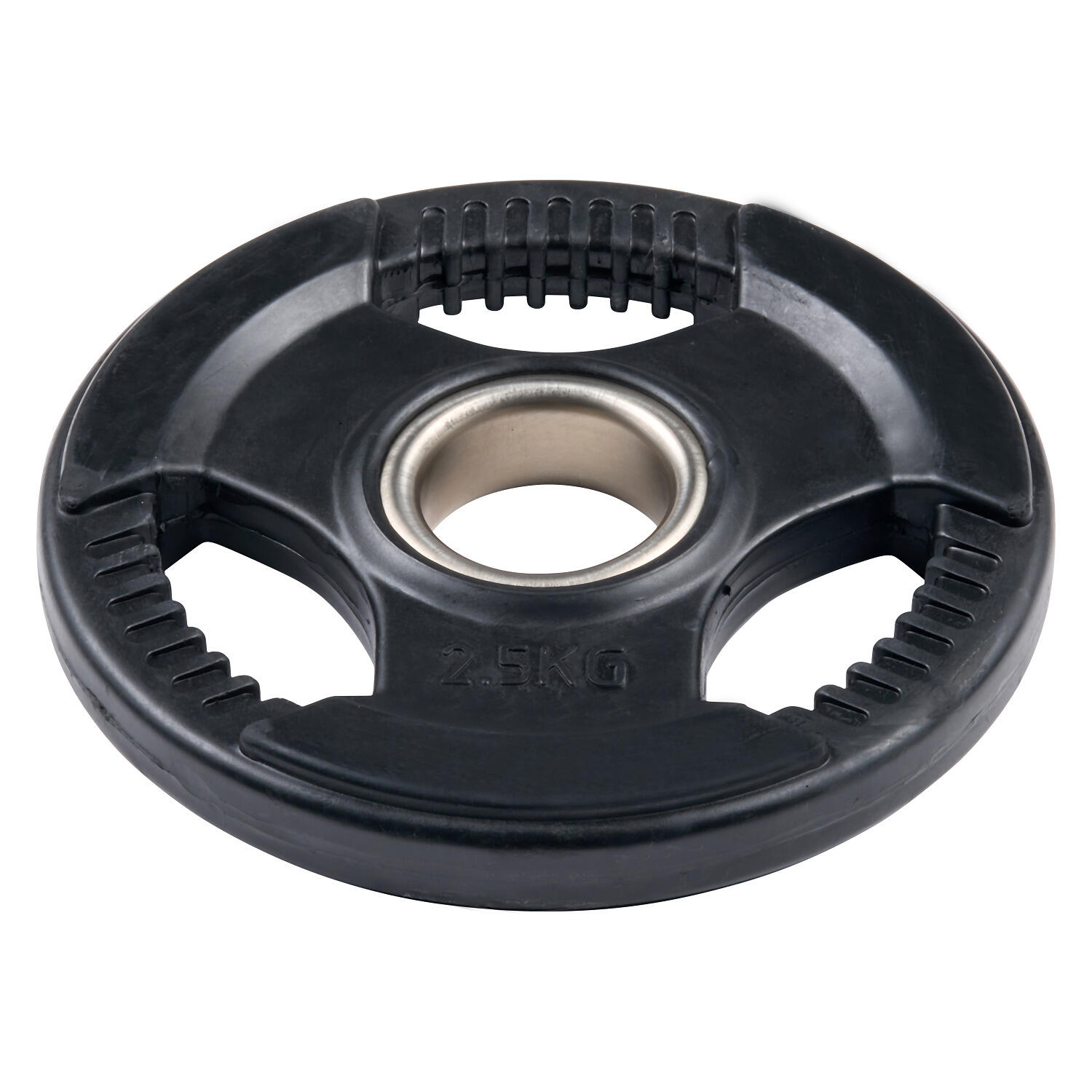 Hantelscheibe Wettkampf, gummiert, 50 mm 2,5 kg Gewichtheben Unisex Schwarz 2/2