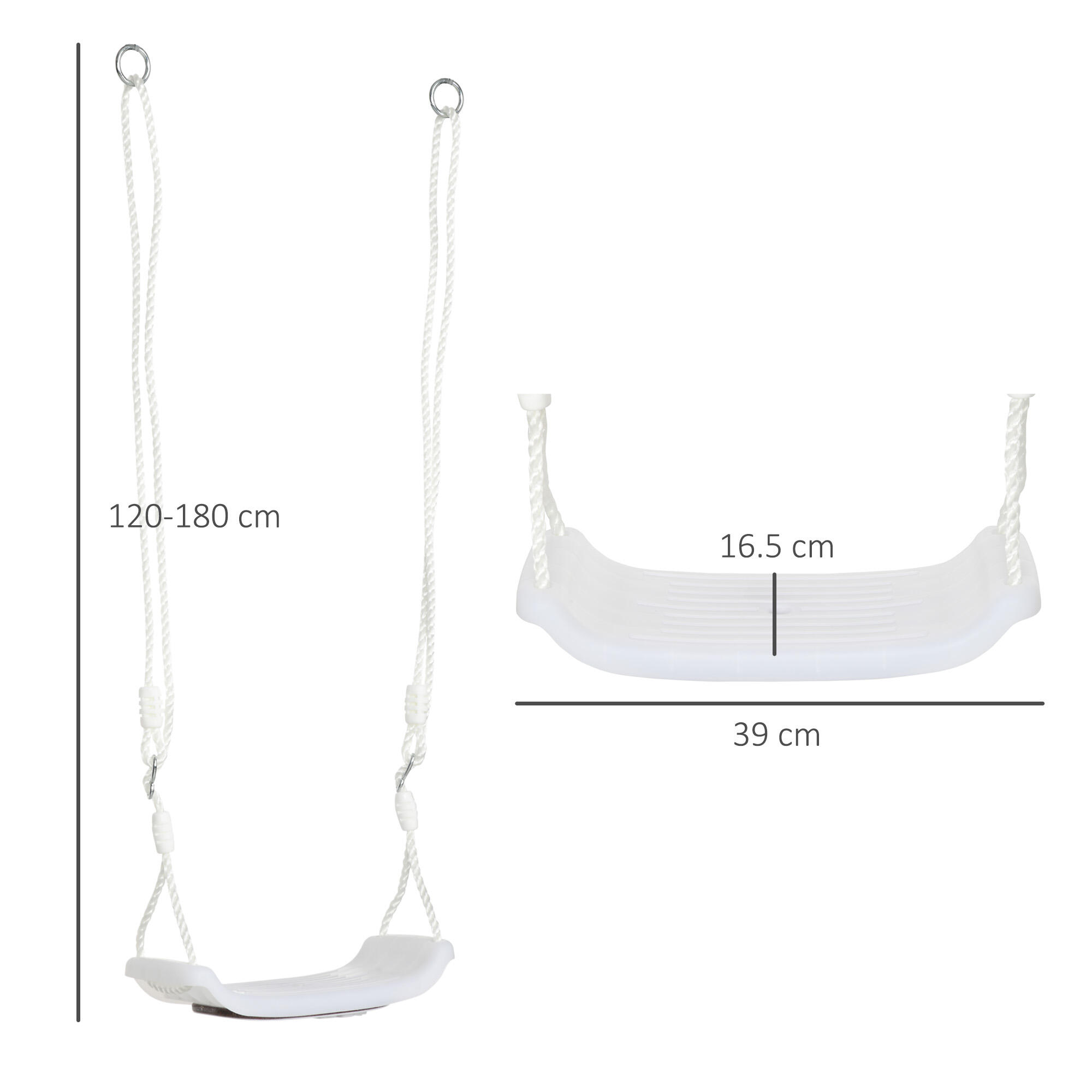 Outsunny Altalena per Bambini 9-36 Mesi Bianca con Luci LED e Corda Regolabile 3/7