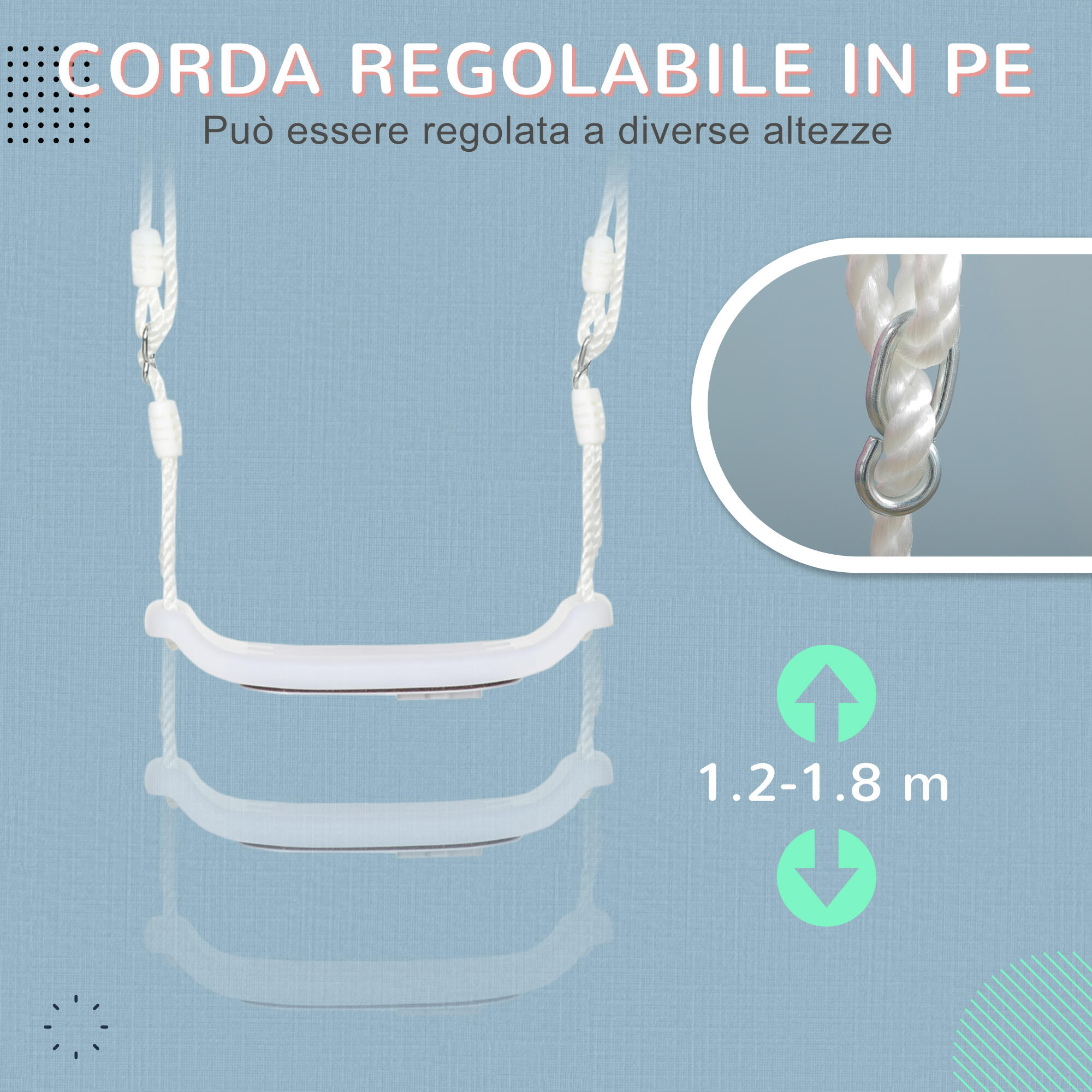 Outsunny Altalena per Bambini 9-36 Mesi Bianca con Luci LED e Corda Regolabile 5/7