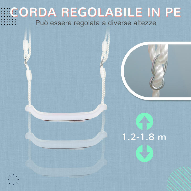 Outsunny Leagăn pentru Copii 9-36 Luni Alb cu Lumini Led Și Frânghie Reglabilă