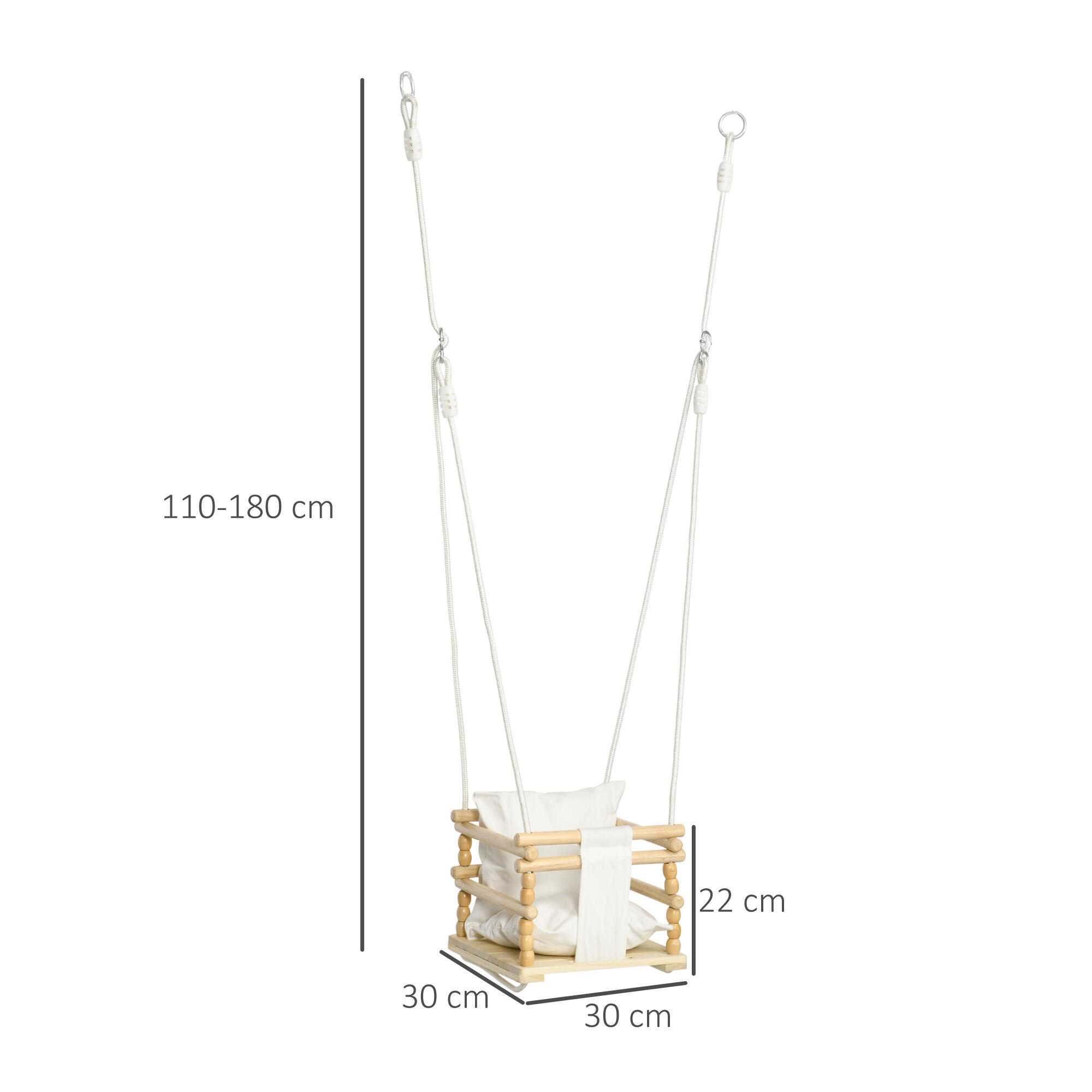 AIYAPLAY Altalena per Bambini 9-36 Mesi in Legno e Cotone con Cuscino 3/7