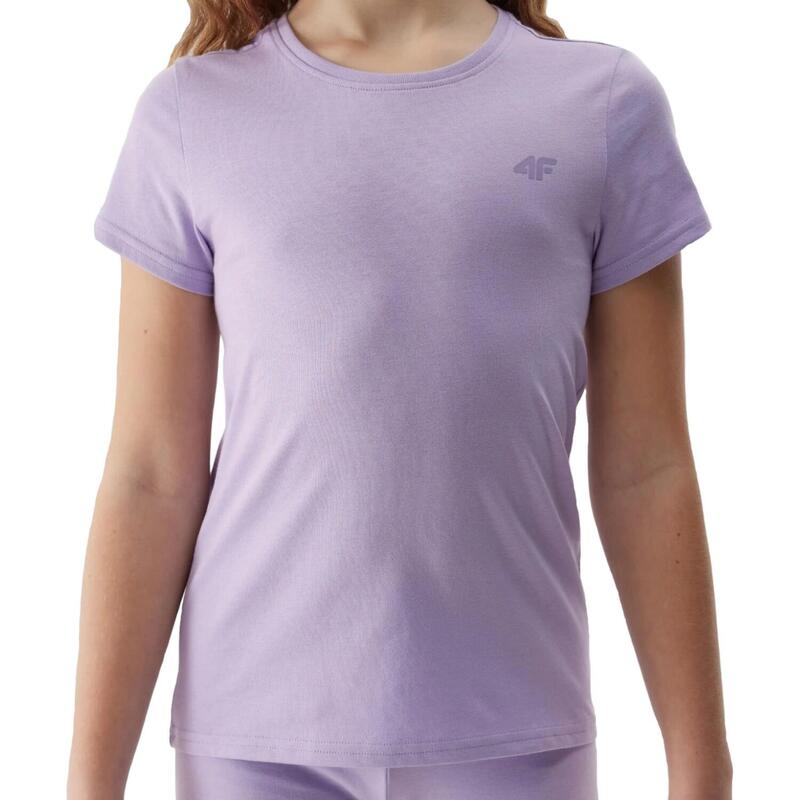 T-Shirt Algodão Orgânico Liso Menina Violeta claro