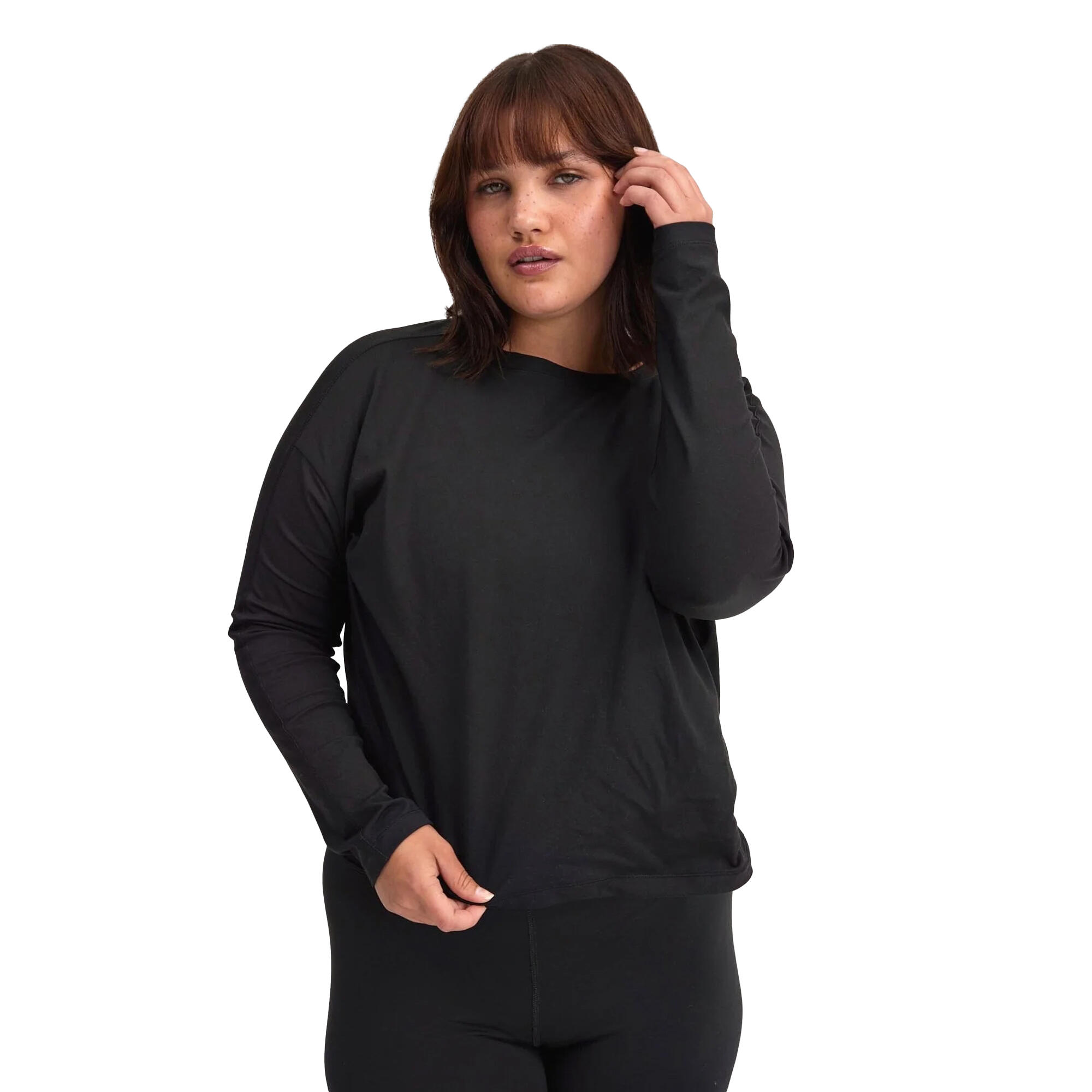 Womens/Ladies Reset Fitted LongSleeved TShirt (Black) 4/4