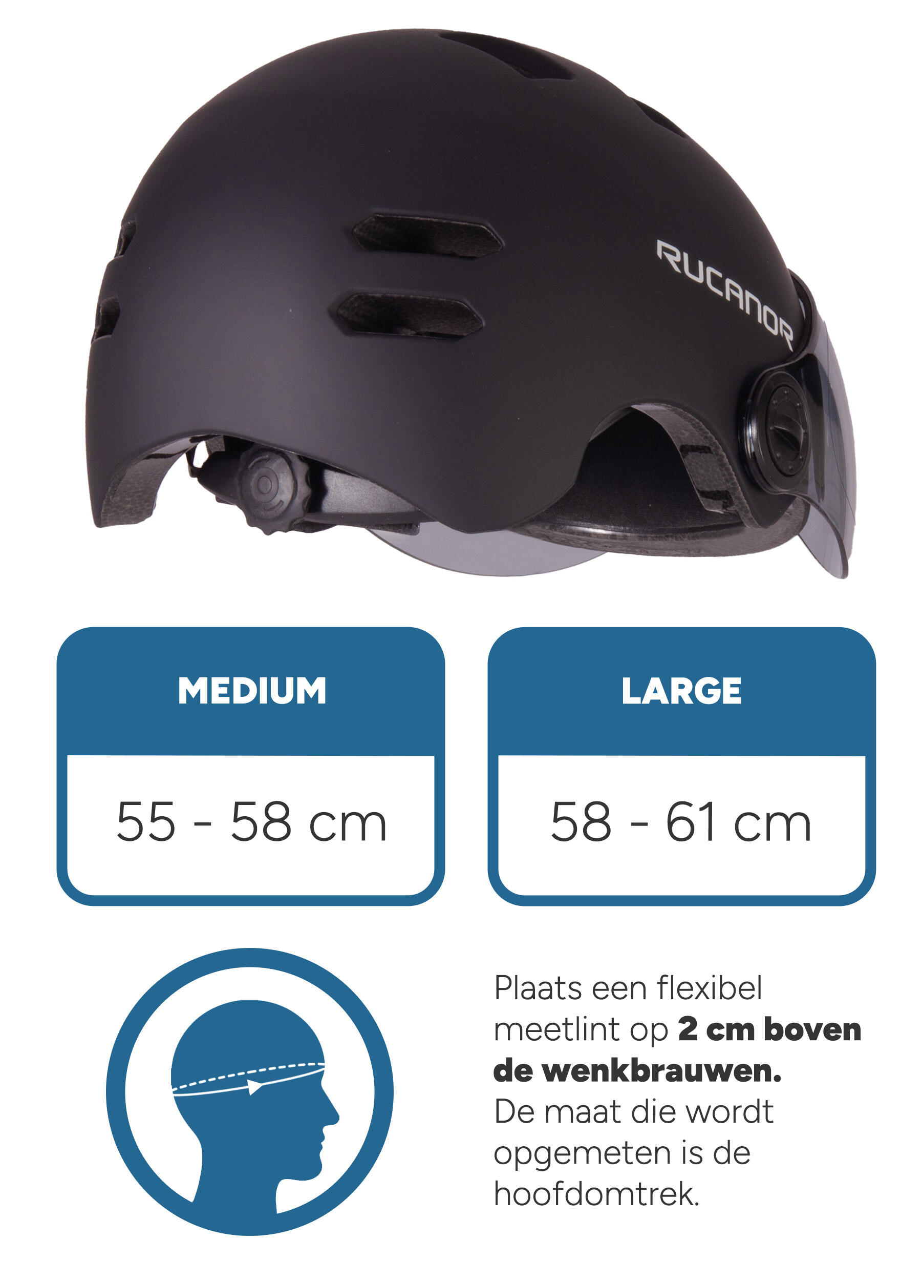 Rucanor Urban Sprint Casque Scooter & Vélo avec Visière NTA 8776 Noir Taille 2/7