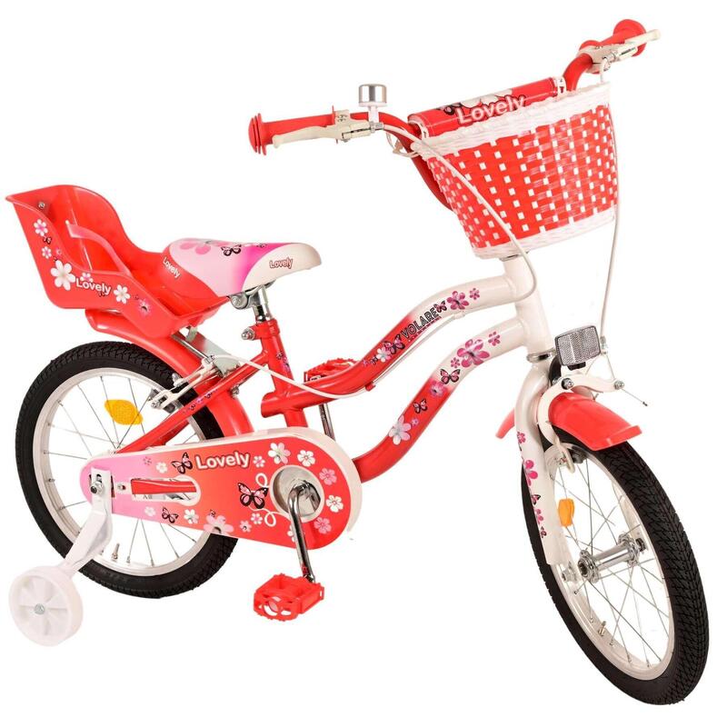 Volare le vélo pour enfants charmant - Girls - 16 pouces - Blanc rouge - Freins