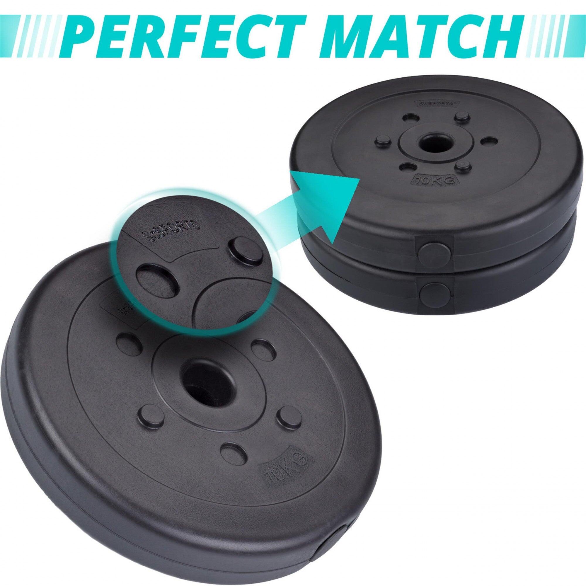 Set placi haltere 30 KG (4x7.5 KG) 30 și 31mm plastic ciment negru 6/7