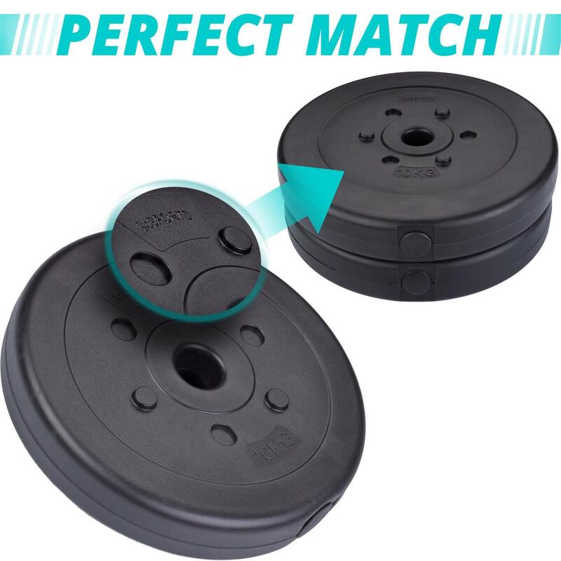 Set placi haltere 30 KG (4x7.5 KG) 30 și 31mm plastic ciment negru