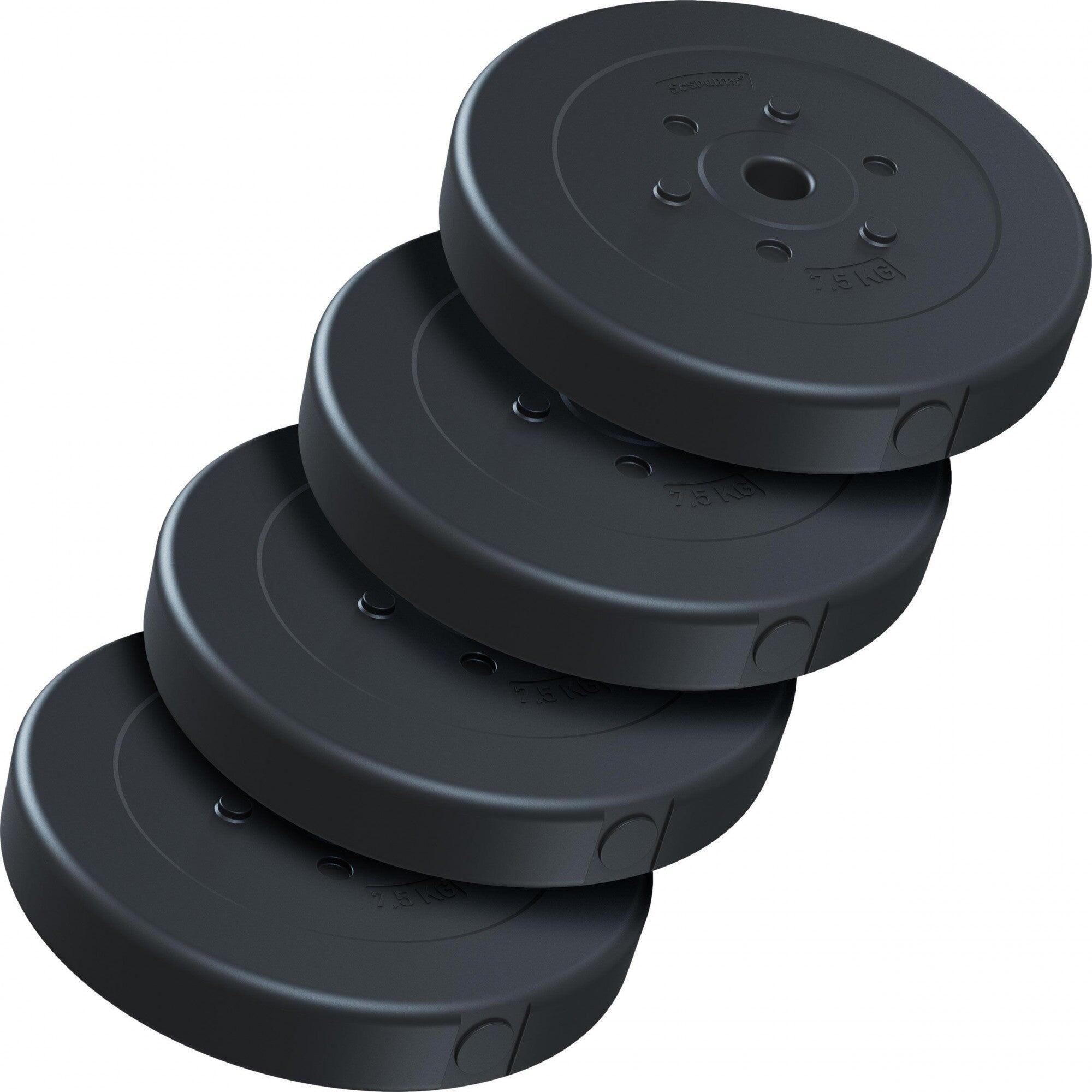 Set placi haltere 30 KG (4x7.5 KG) 30 și 31mm plastic ciment negru 3/7