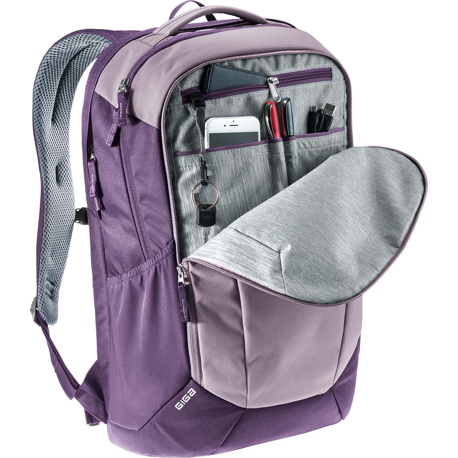 Deuter Giga 28L Lavender Purple, compartiment 15" Airstripes 7/7