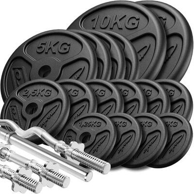 Versterkte halter en halterschijven set 83 kg
