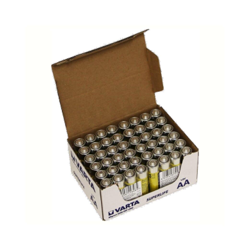 Varta Superlife AA batterijen. Zink-Carbon. per 60. (werkplaatsverpakking) 1/2