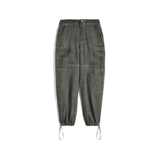 Pantaloni cargo in canvas tinto capo cold dyed