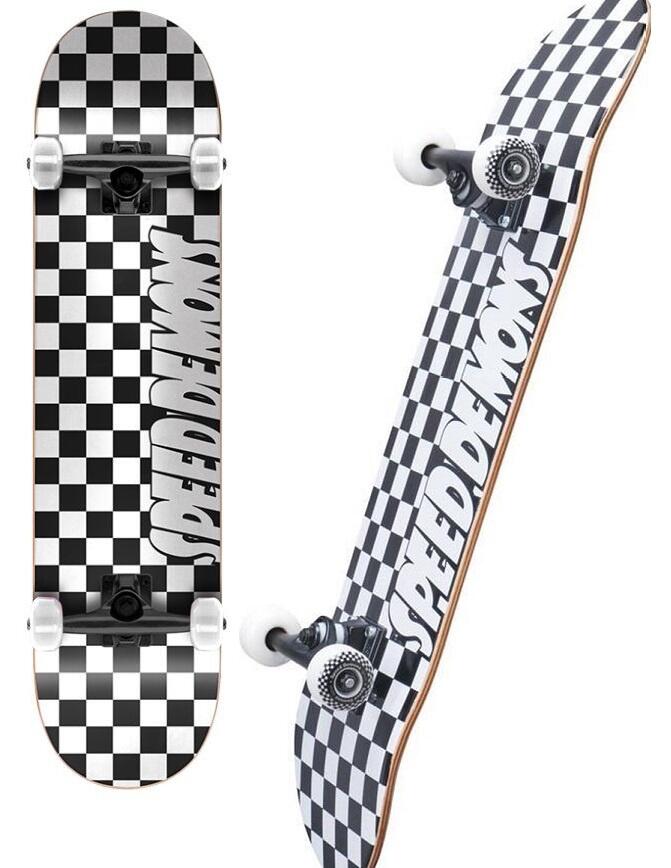 Speed demons - Checkers White black  8.0 skateboard 1/4
