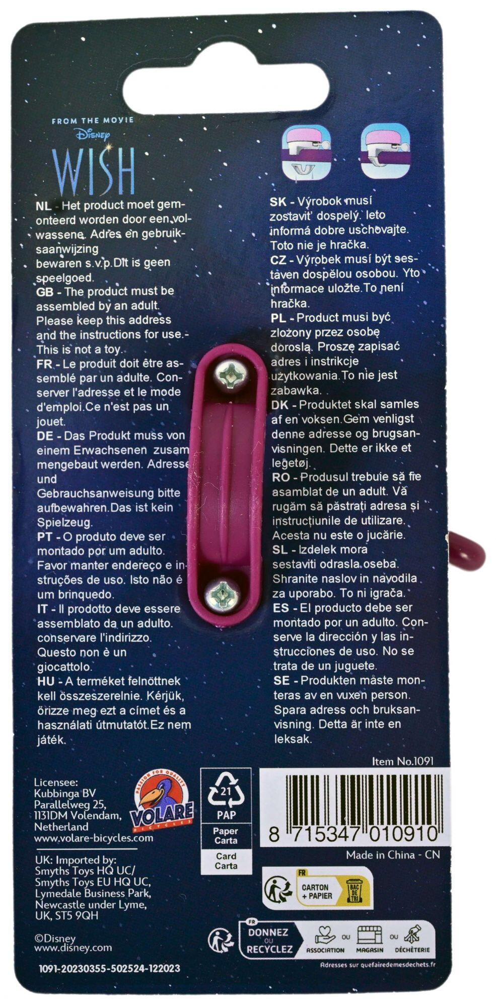 Campana de bicicleta Disney para chicas en morado 3/4