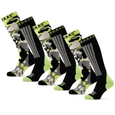 Poederbaas skisokken 6-pack camo black