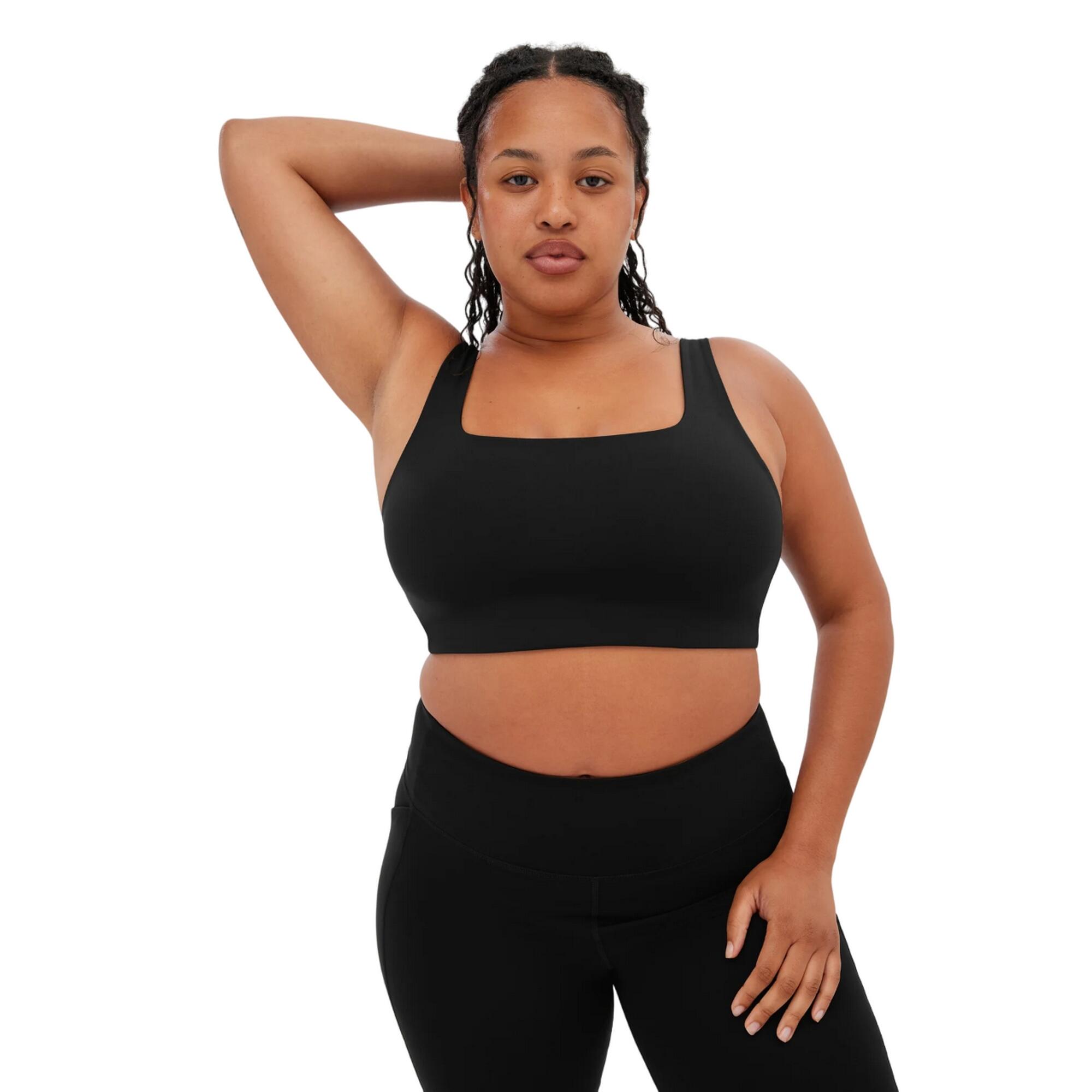 Womens/Ladies Tommy Cropped Square Neck Bra (Black) 3/3