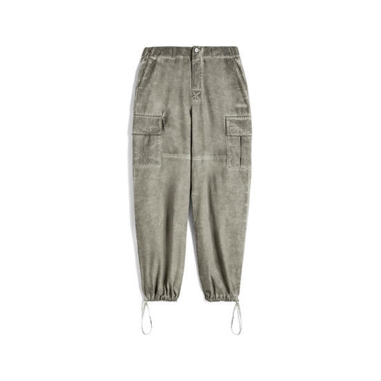 Pantaloni cargo in canvas tinto capo cold dyed
