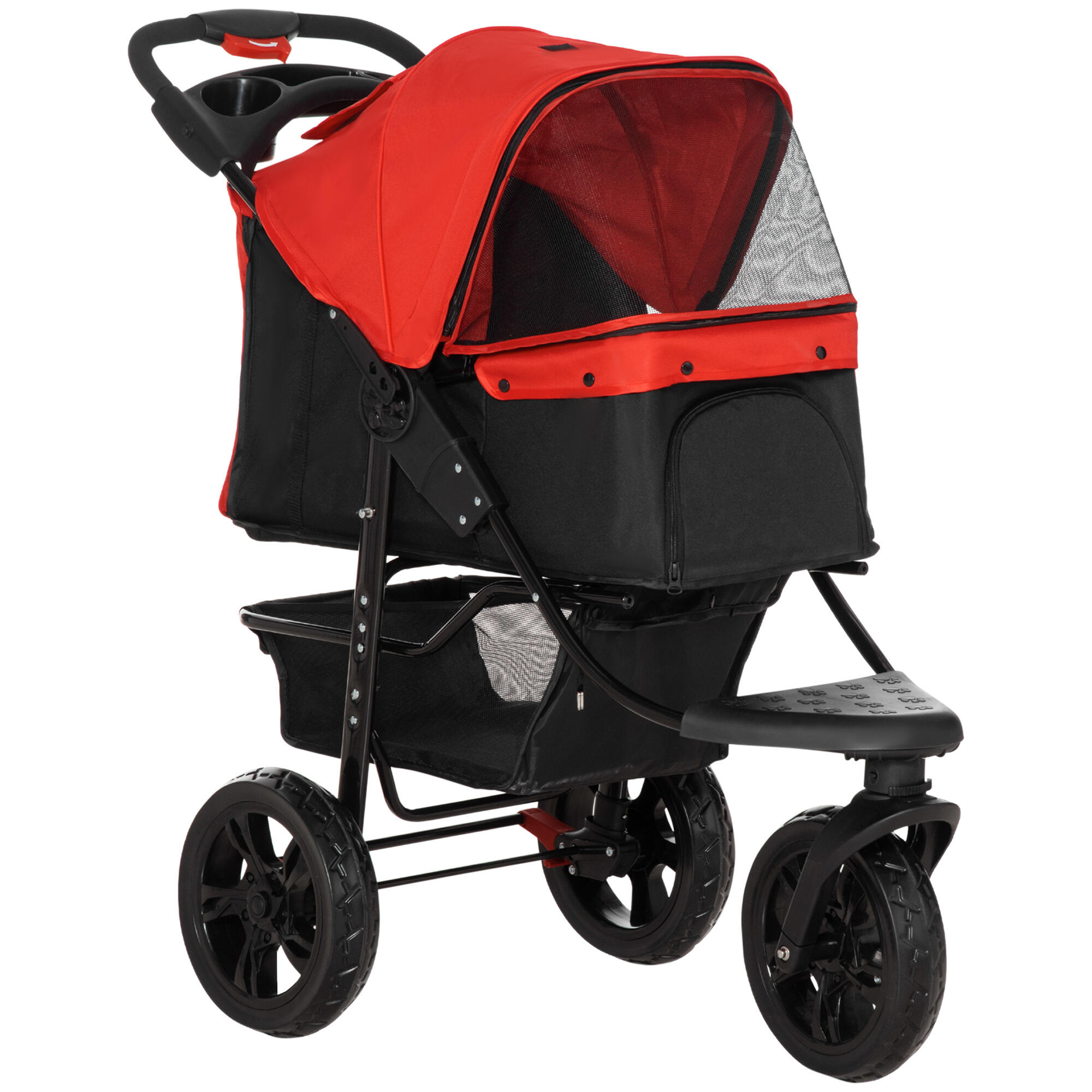 PAWHUT Carrinho de estimação PawHut 109,5x54,5x106,5 cm Vermelho