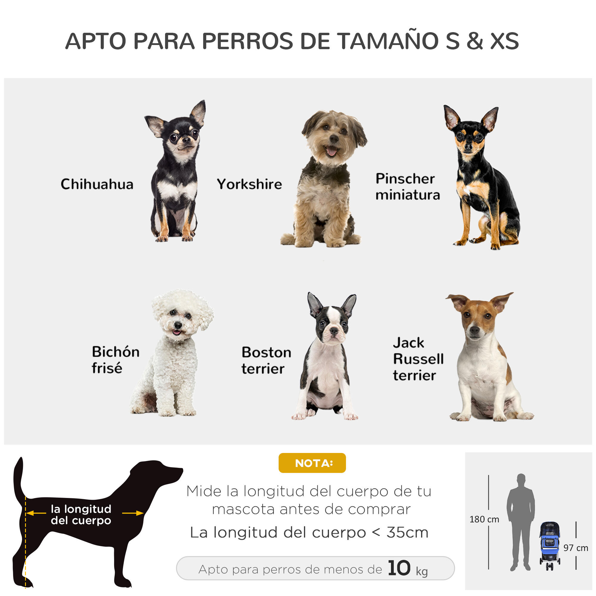 Cochecito para Perro y Gato PawHut 75x45x97 cm Azul 4/7