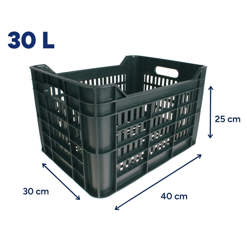 AMIGO caisse à vélo 30 litres 100% plastique recyclé gris foncé