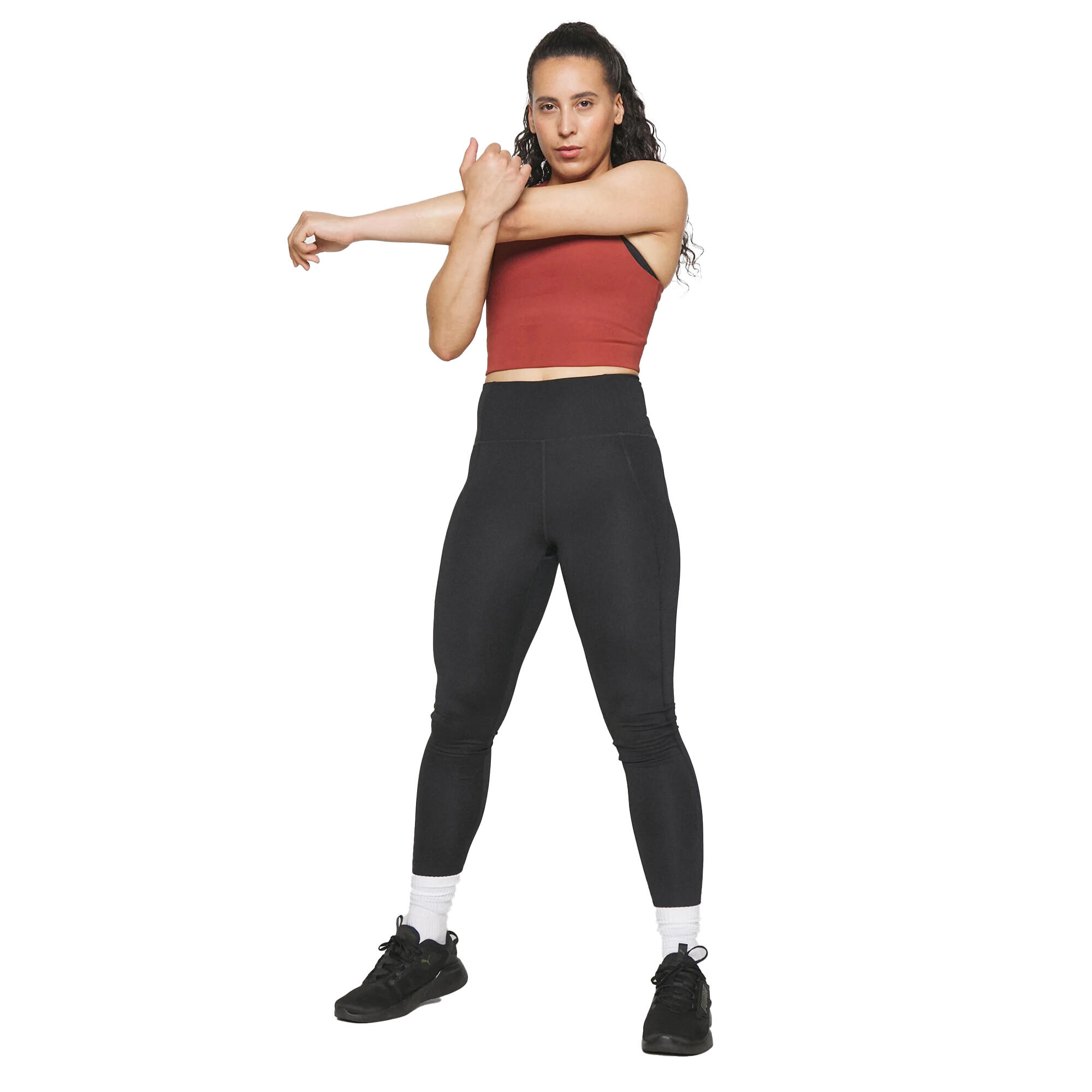 Leggings compridas de cintura alta compressivas para mulher/senhora (Preto) 3/3