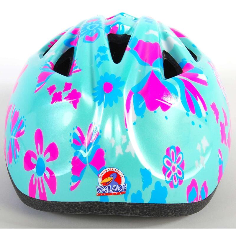 Casque de vélo enfant Volare XS Bleu Rose Fleurs 47-51 cm très petit modèle