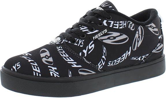 Pro 20 Prints Black/White/Grey Swirl Logo Kids Heely Shoe 3/4
