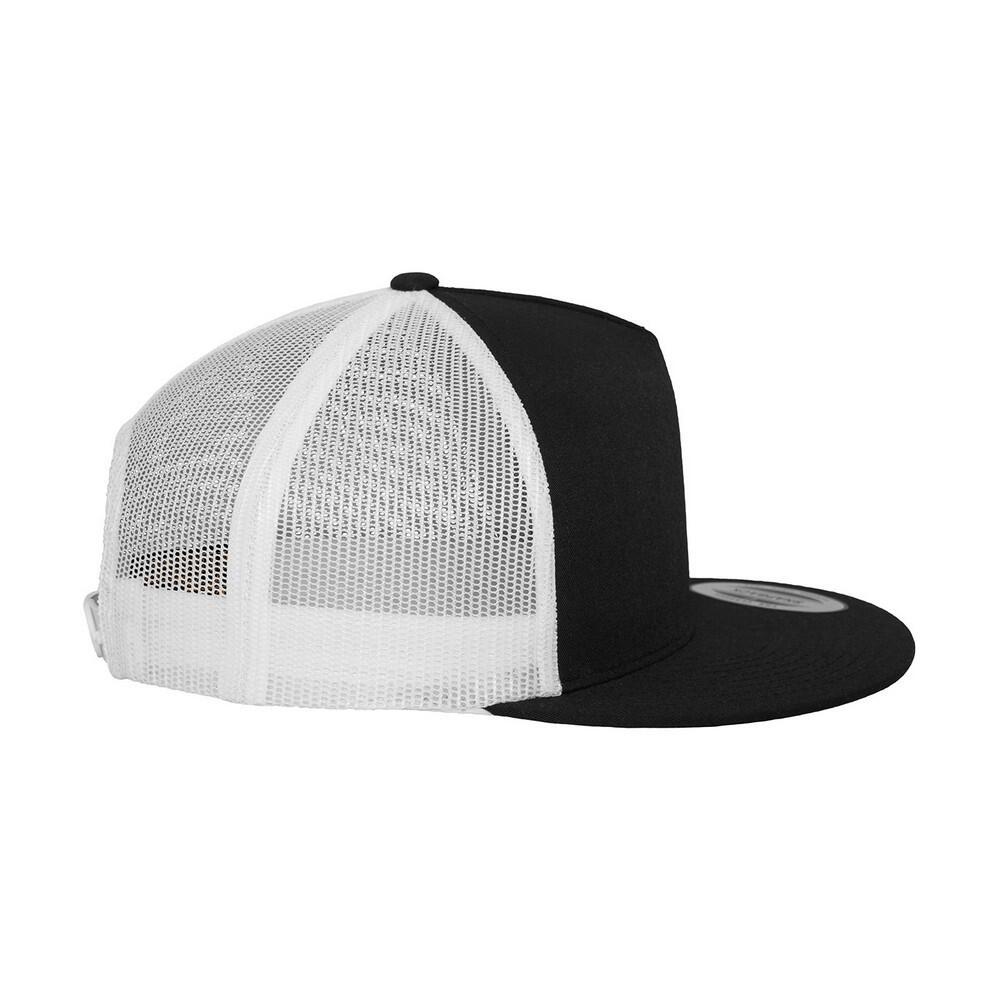 Cappellino Da Camionista Due Toni Adulto Unisex Flexfit Classic Nero Bianco 3/4
