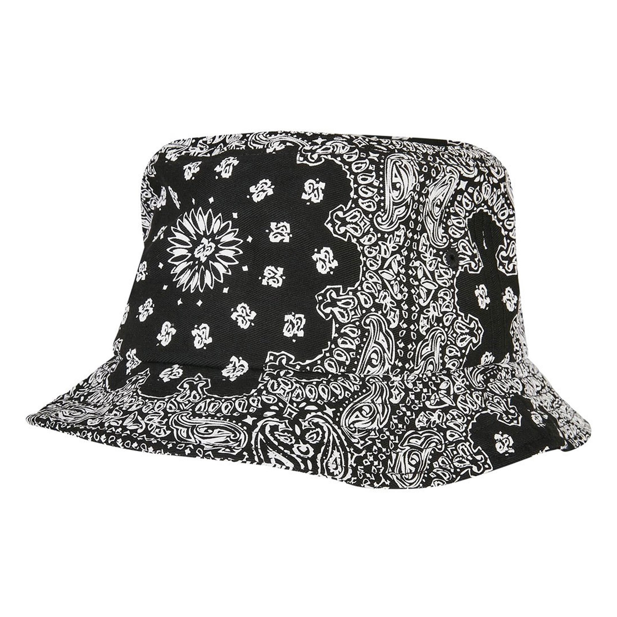 Unisex Adult Bandana Printed Bucket Hat (Black) 2/2