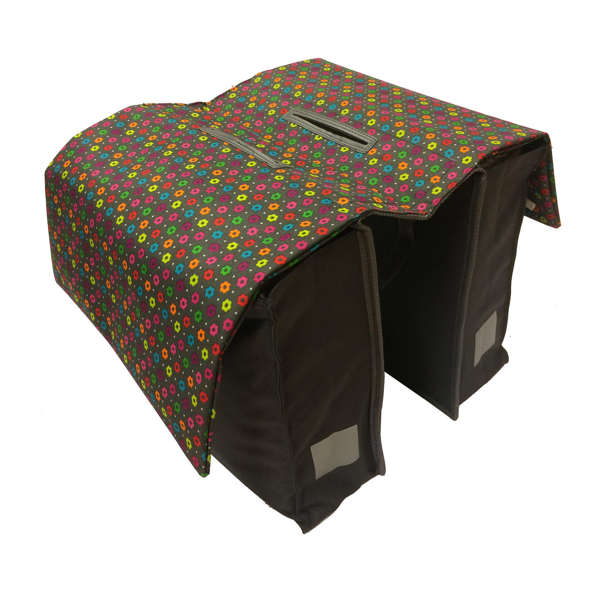 Basil alforje duplo 20L cinzento com flores 2/2