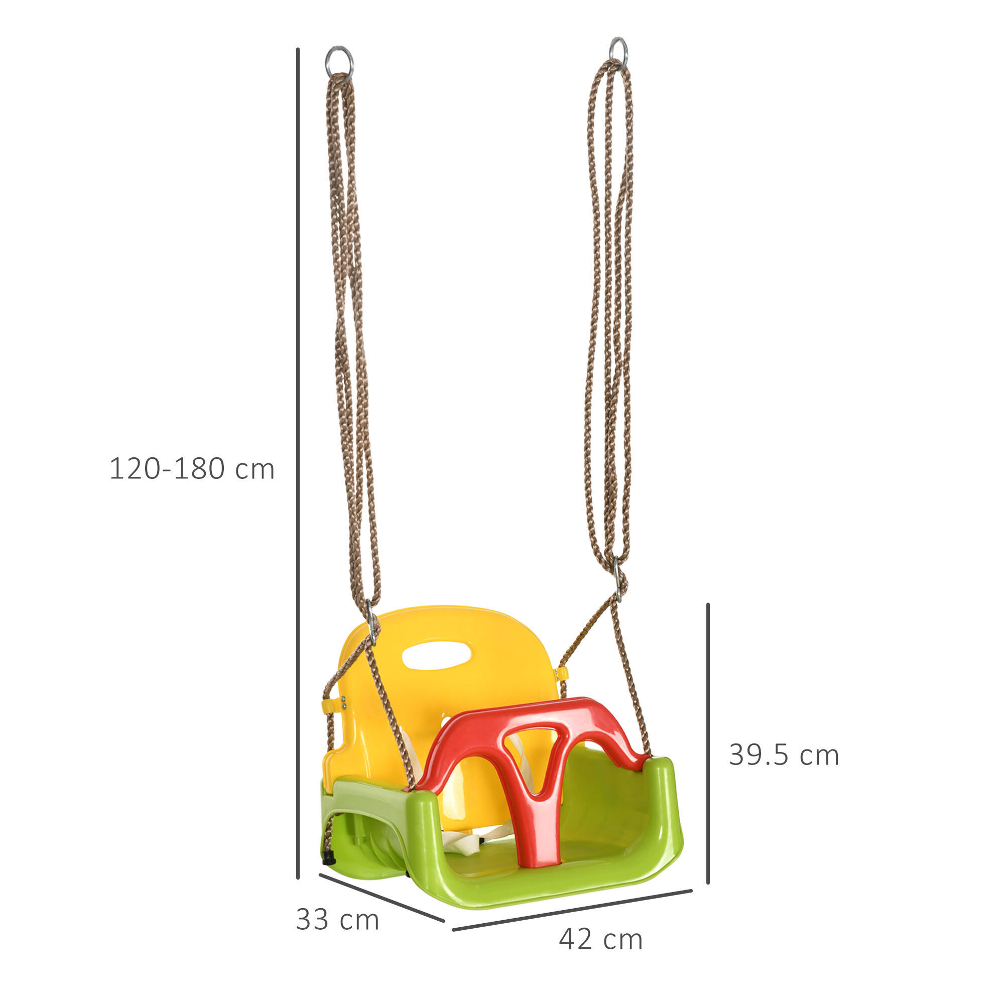 Outsunny Altalena per Bambini 9-36 Mesi con Corda Regolabile Multicolore 3/7