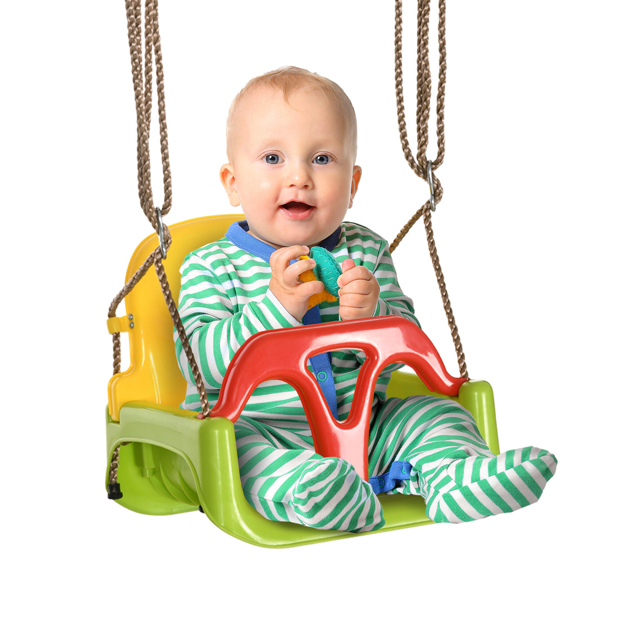 Outsunny Altalena per Bambini 9-36 Mesi con Corda Regolabile Multicolore 1/7