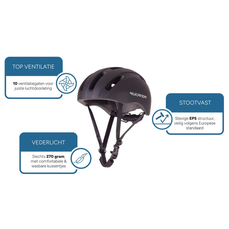 Rucanor City Flow Casque vélo E-bike Réglable Noir Taille 58-61 cm (L)