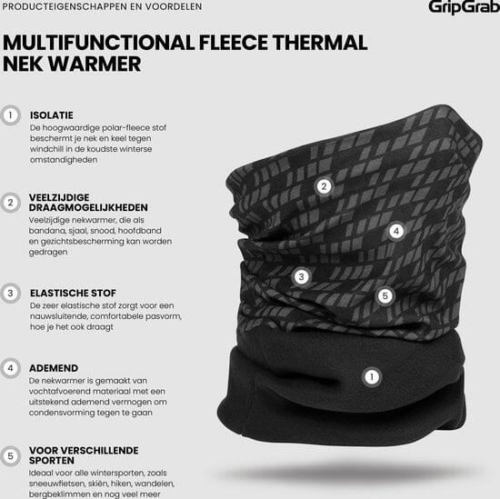 Nekwarmer Unisex Fleece - Multifunctional Fleece Thermal Zwart 2/4