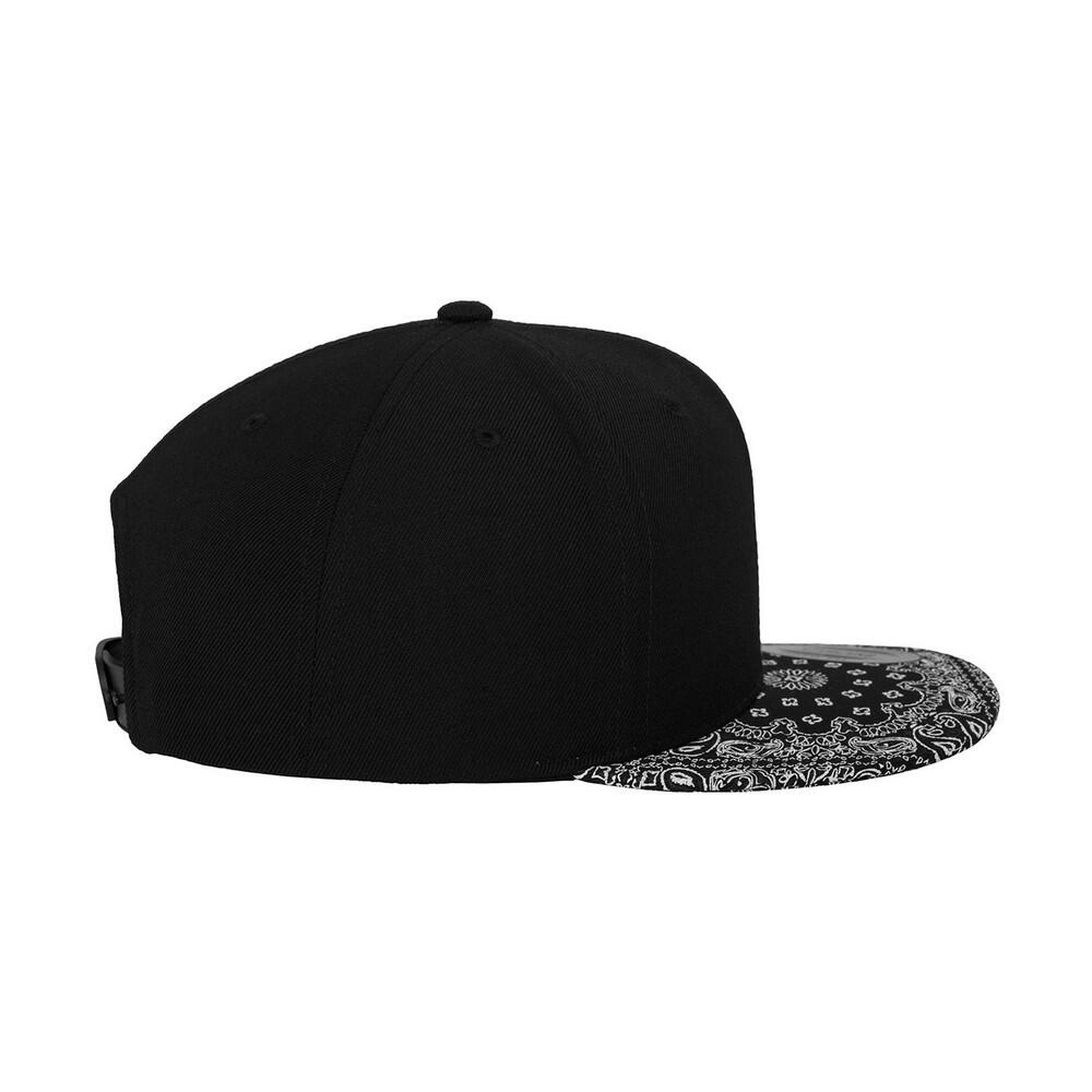 Unisex Adult Bandana Snapback Cap (Black/Paisley) 3/4