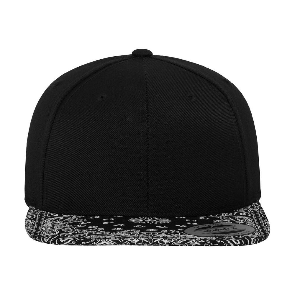 Unisex Adult Bandana Snapback Cap (Black/Paisley) 1/4