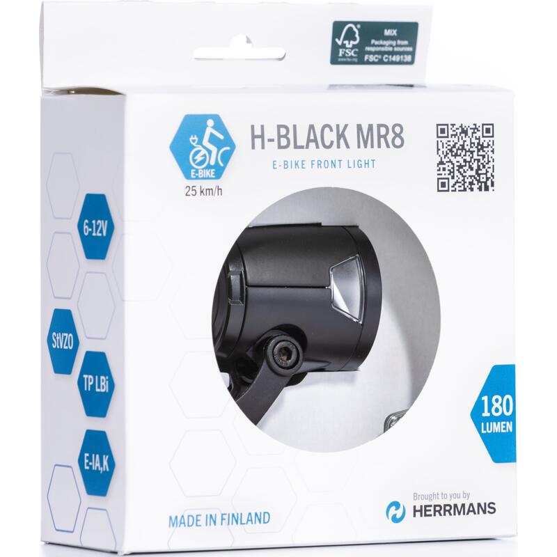 Herrmans Koplamp H-Black MR8 aan/uit dynamo