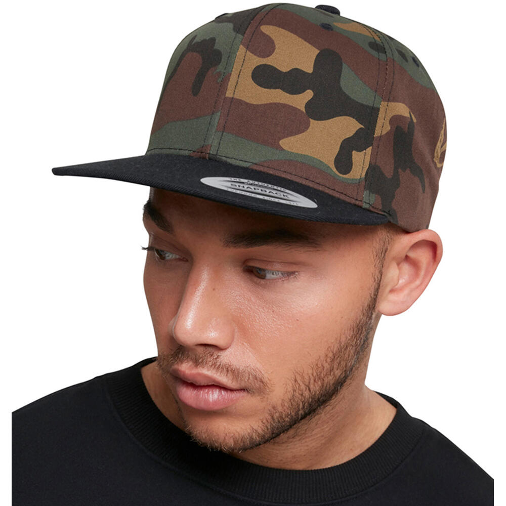 Unisex SnapbackKappe mit Tarnmuster Damen und Herren Grünes Tarnmuster/Schwarz 3/3