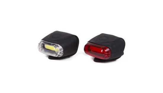 Set luci per bici a LED in silicone - Rosso e bianco - Impermeabile