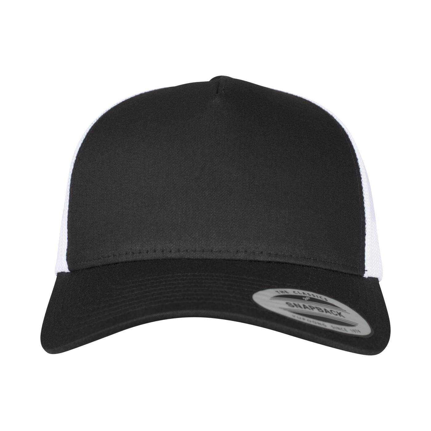 Unisex Adult Two Tone 5 Panel Trucker Cap (Black/White) 4/4