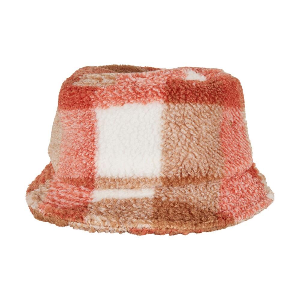 FLEXFIT Unisex Adult Checked Sherpa Bucket Hat (White Sand/Toffee)